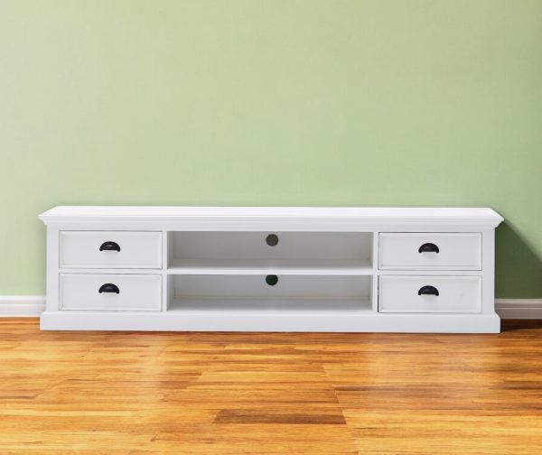 71" Classic White Entertainment Unit with Four Drawers - Image 2