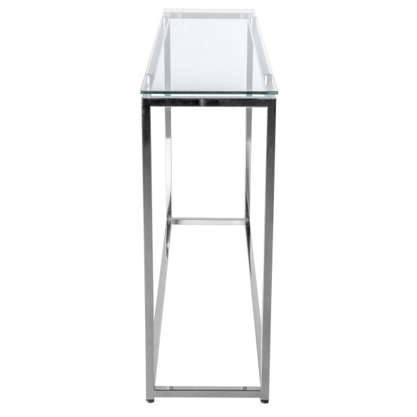 47" Clear and Silver Glass Frame Console Table - Image 4