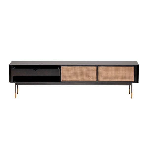 Black Wood and Wicker Media Stand - Image 4