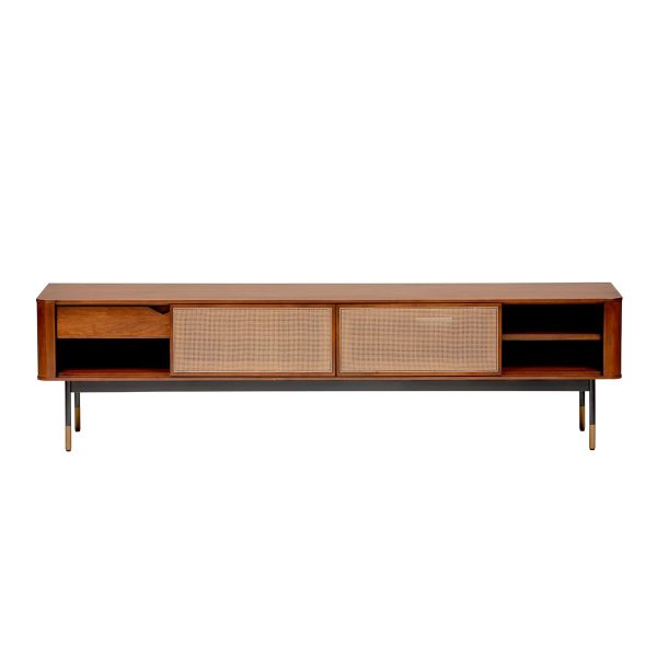 Brown Wood and Wicker Media Stand - Image 3