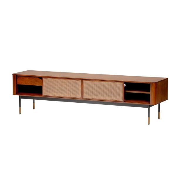 Brown Wood and Wicker Media Stand - Image 4