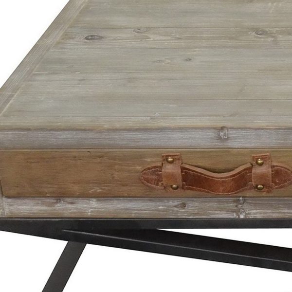 Rustic Handcrafted Natural Wood and Iron Coffee Table - Image 3
