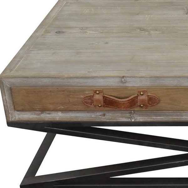 Rustic Handcrafted Natural Wood and Iron Coffee Table - Image 4