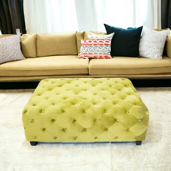 Velvety Green Modern Square Coffee Table - Image 2