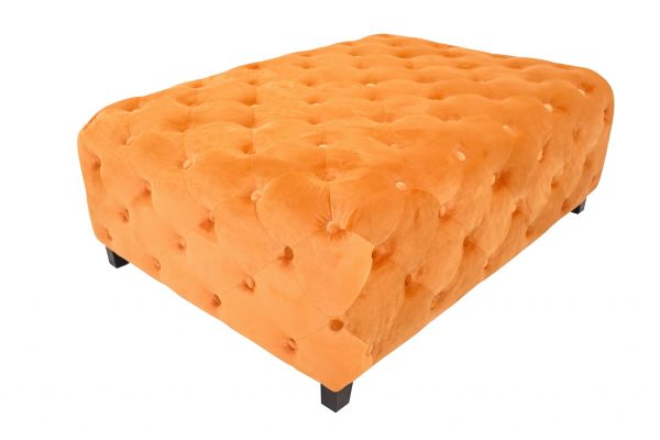 Velvety Orange Modern Square Coffee Table - Image 3