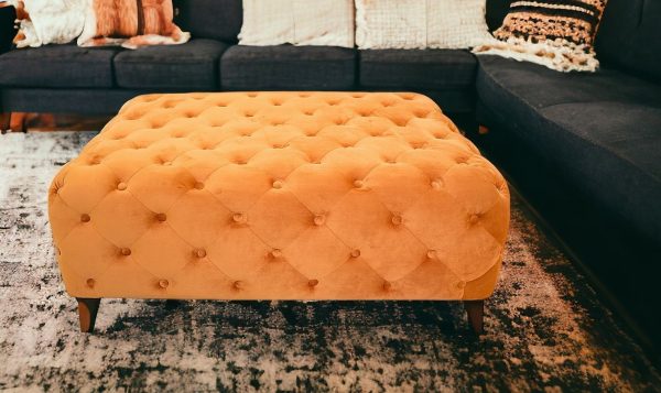 Velvety Orange Modern Square Coffee Table - Image 2