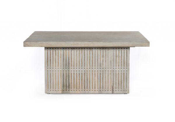Rustic Graywash Carved Wood Storage Coffee Table - Image 4