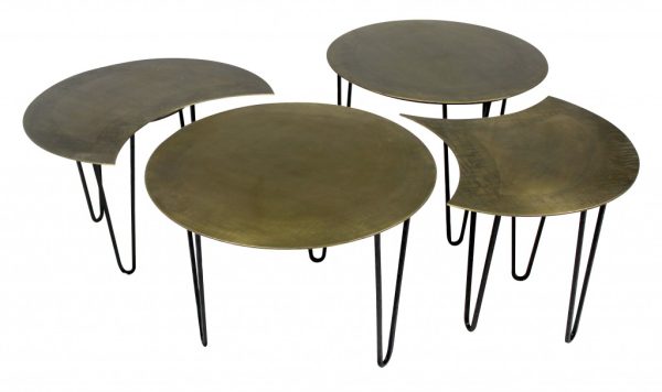Set of Four Bohemian Gold Cocktail Table Set - Image 3