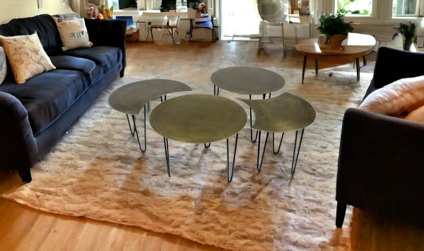 Set of Four Bohemian Gold Cocktail Table Set - Image 2