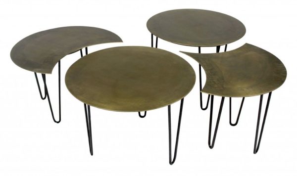 Set of Four Bohemian Gold Cocktail Table Set - Image 4
