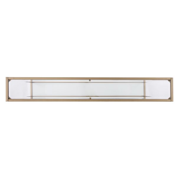 56" Clear and Gold Glass Mirrored Frame Console Table With Shelves - Image 4