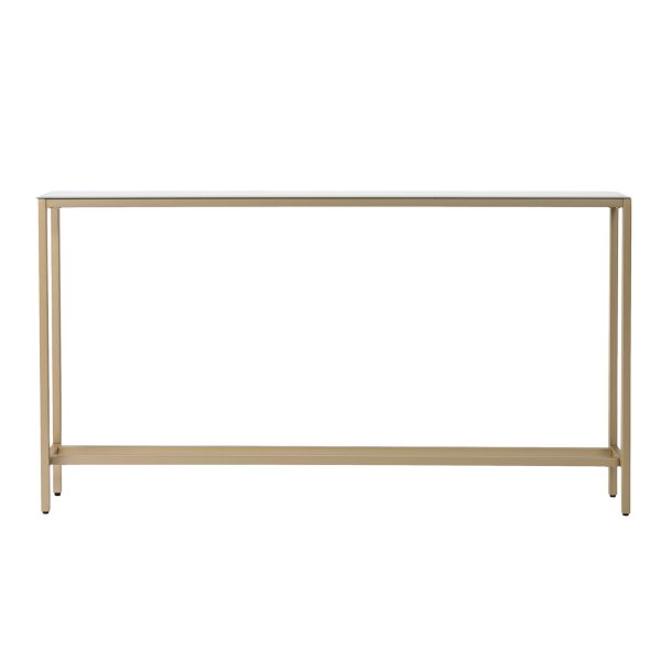 56" Silver and Gold Mirrored Glass Console Table - Image 2