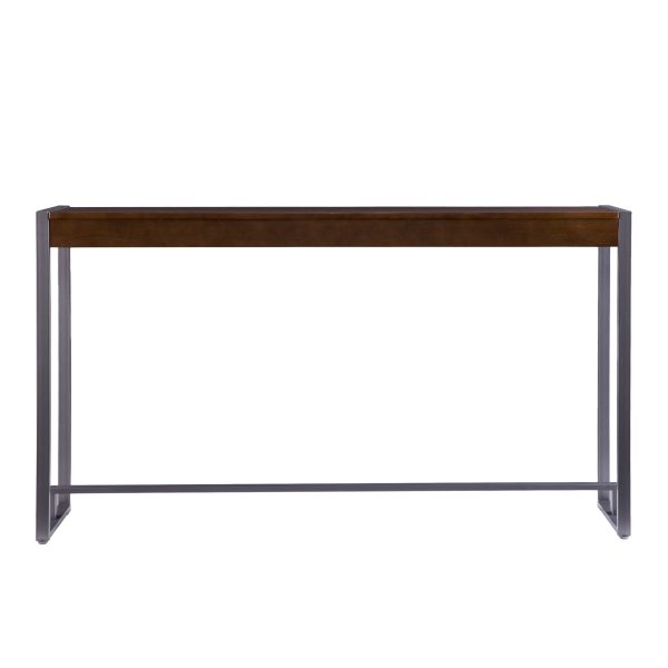 54" Dark Brown and Gunmetal Sled Console Table - Image 2