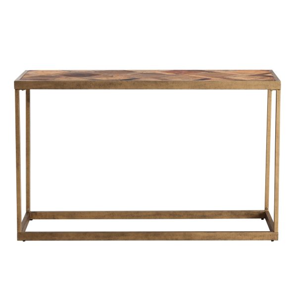 48" Natural and Brass Reclaimed Wood Frame Console Table - Image 2