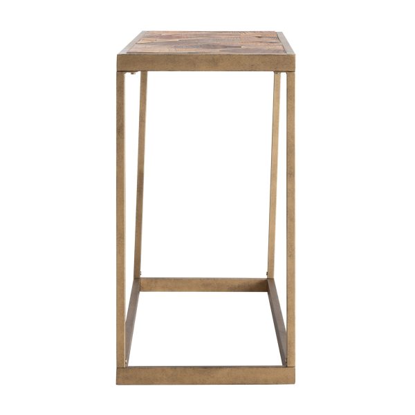 48" Natural and Brass Reclaimed Wood Frame Console Table - Image 3