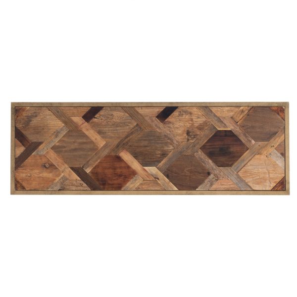 48" Natural and Brass Reclaimed Wood Frame Console Table - Image 4