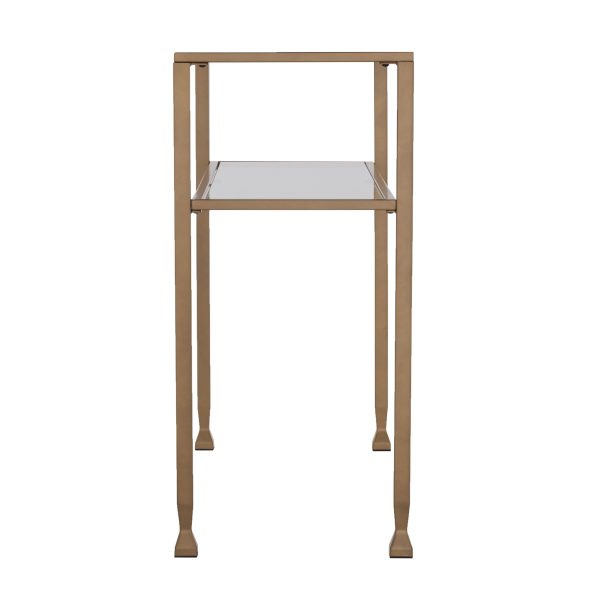 43" Clear and Gold Glass Console Table With Shelves - Image 4