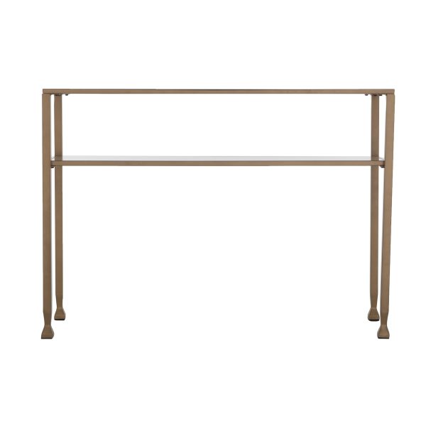 43" Clear and Gold Glass Console Table With Shelves - Image 2