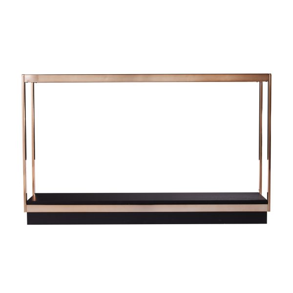 48" Clear and Champagne Glass Floor Shelf Console Table With Shelves - Image 2