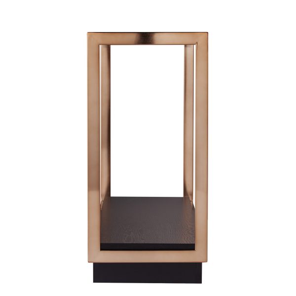 48" Clear and Champagne Glass Floor Shelf Console Table With Shelves - Image 3