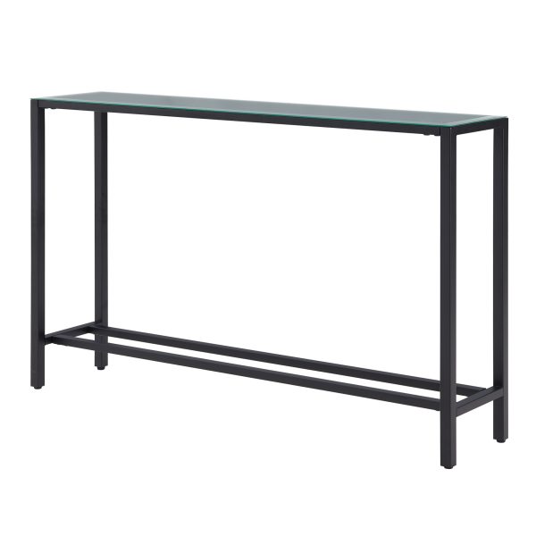 56" Black Mirrored Glass Console Table - Image 4