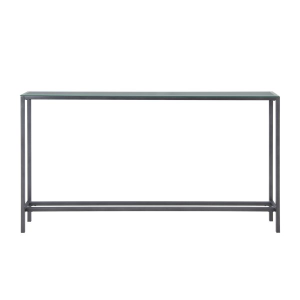 56" Silver and Gunmetal Mirrored Glass Console Table - Image 2