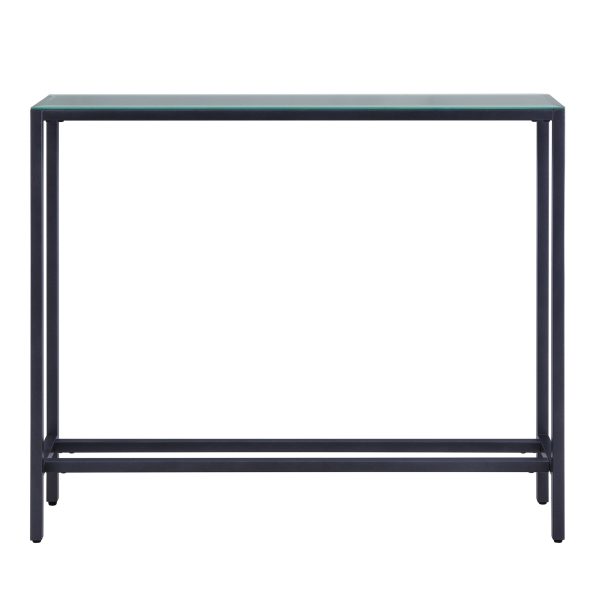 36" Black and Gunmetal Mirrored Glass Console Table - Image 2