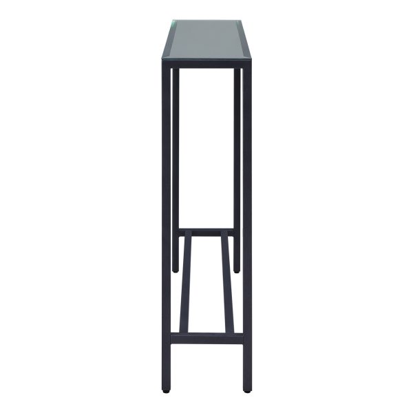 36" Black and Gunmetal Mirrored Glass Console Table - Image 3