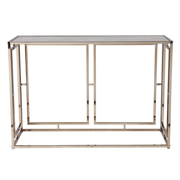 44" Champagne and Gold Faux Marble Frame Console Table - Image 2