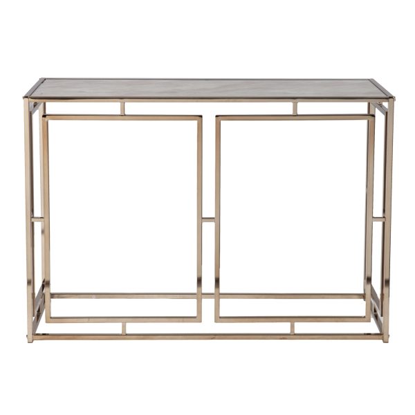 44" Champagne and Gold Faux Marble Frame Console Table - Image 4