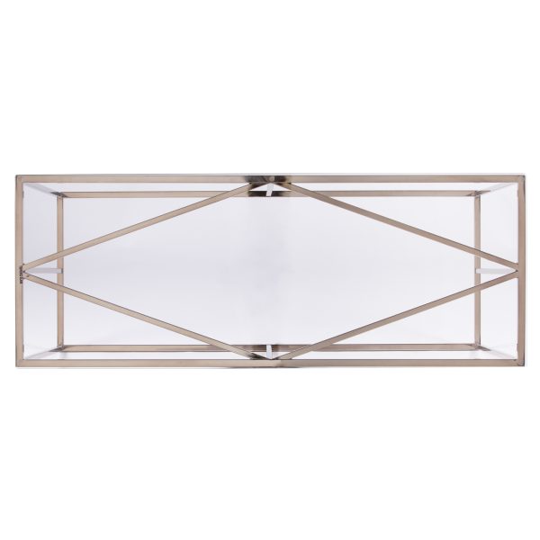 42" Clear and Gold Glass Frame Console Table - Image 4