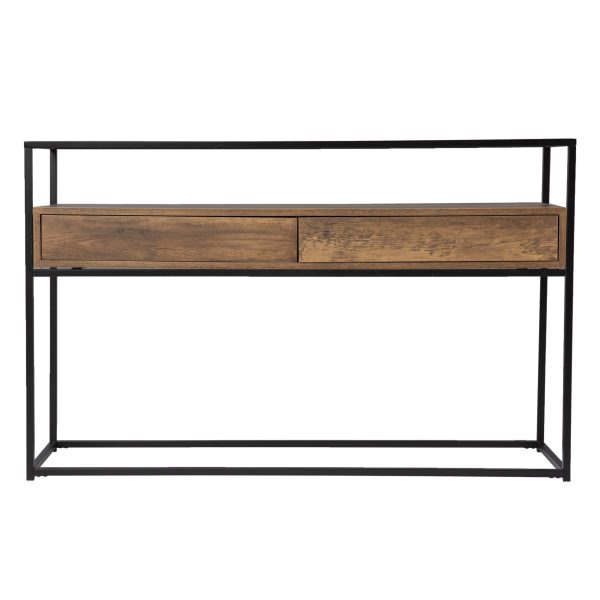 48" Clear and Black Glass Frame Console Table With Storage With Storage - Image 2