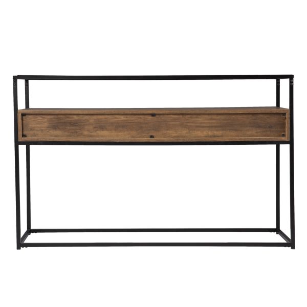 48" Clear and Black Glass Frame Console Table With Storage With Storage - Image 4