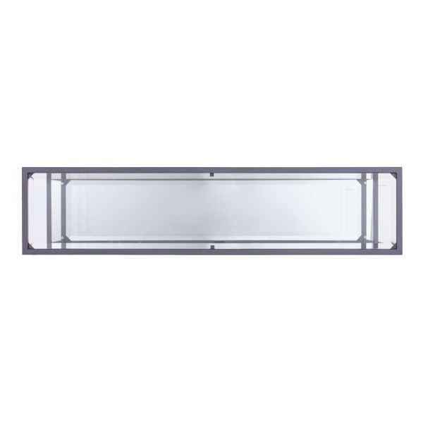 52" Clear and Silver Glass Sled Console Table With Shelves - Image 4