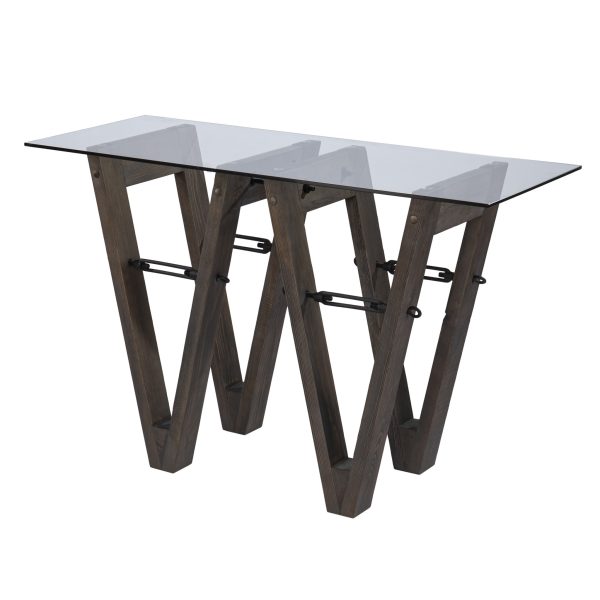 46" Clear and Gray Brown Glass Abstract Console Table - Image 3