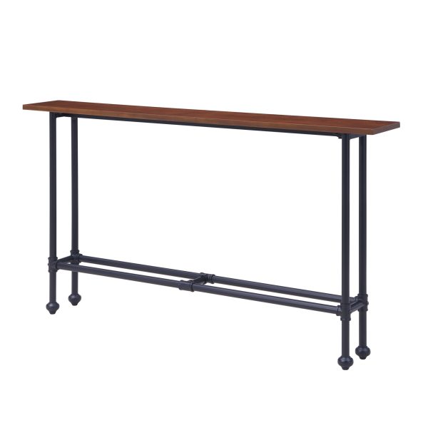 56" Espresso and Black Console Table - Image 4
