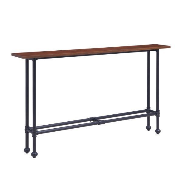 56" Espresso and Black Console Table - Image 3