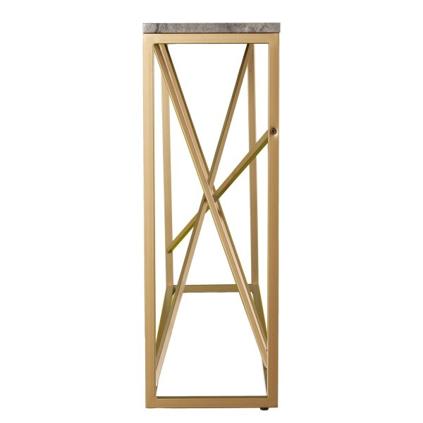 52" Gray and Gold Faux Marble Frame Console Table - Image 3