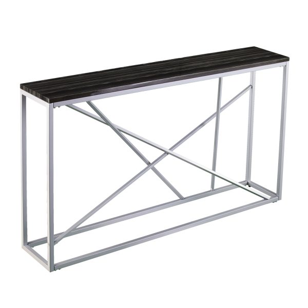 52" Black and Silver Faux Stone Frame Console Table - Image 2