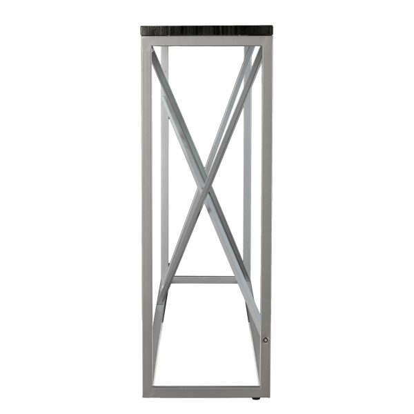52" Black and Silver Faux Stone Frame Console Table - Image 3