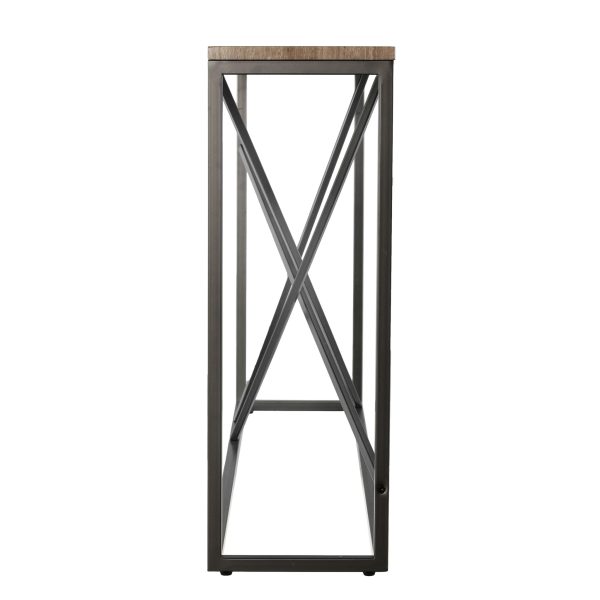 52" Taupe and Gray Faux Stone Frame Console Table - Image 3