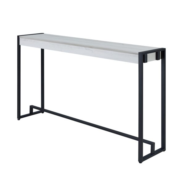 54" White and Black Distressed Sled Console Table - Image 3