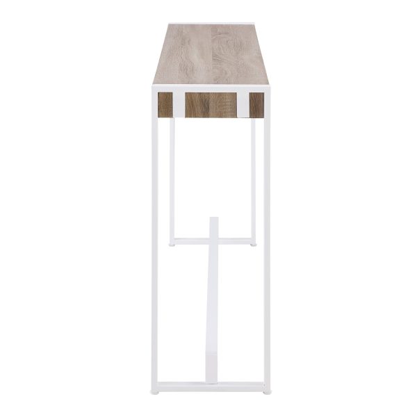 54" Gray Brown and White Sled Console Table - Image 4