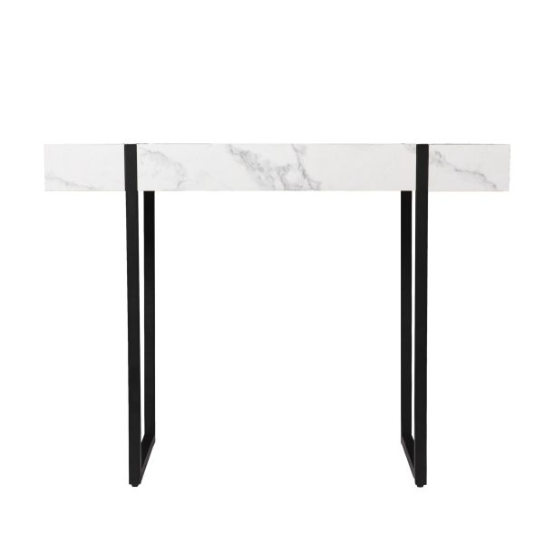 39" White and Black Faux Marble Sled Console Table - Image 2