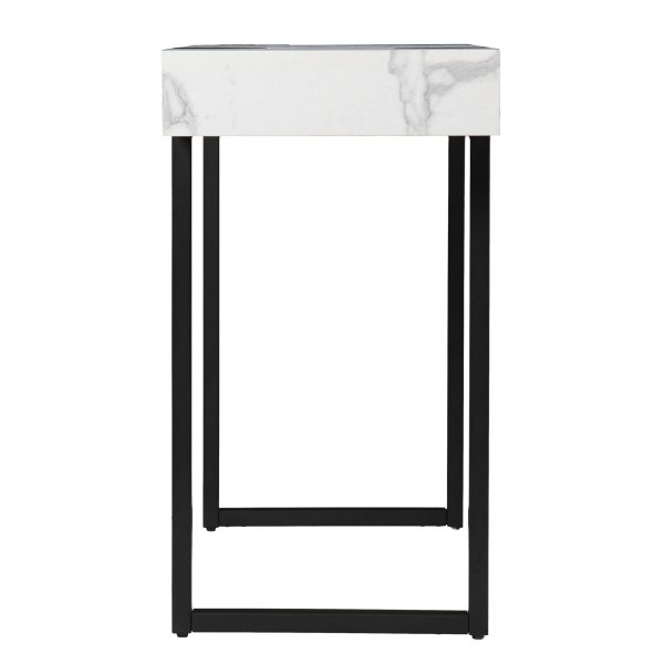 39" White and Black Faux Marble Sled Console Table - Image 4