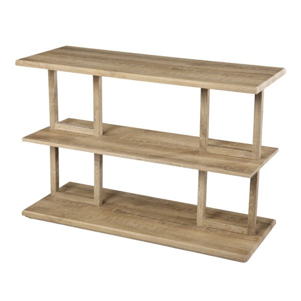 42" Natural Floor Shelf Console Table With Shelves - Image 2