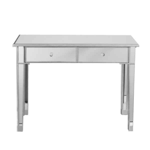 40" Silver Mirrored Glass Console Table And Drawers - Image 2
