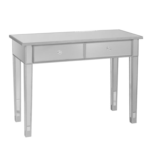 40" Silver Mirrored Glass Console Table And Drawers - Image 3