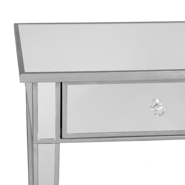 40" Silver Mirrored Glass Console Table And Drawers - Image 4
