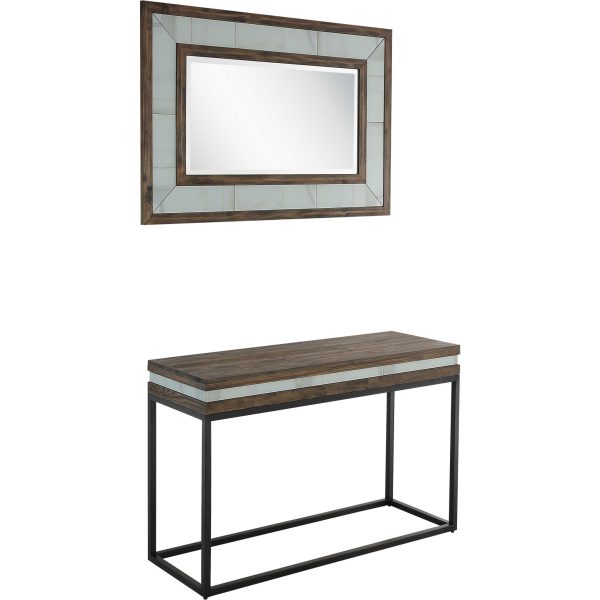 Set of Two 47" Brown and Black Frame Console Table - Image 2